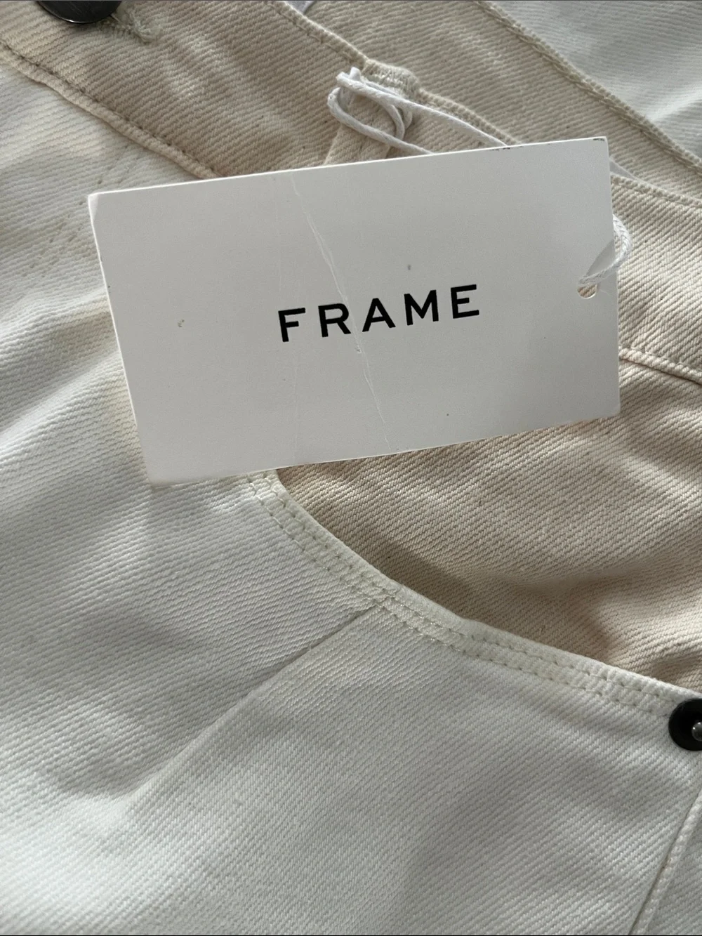 FRAME Le Crop Mini Boot denim pants in the two-tone Multi White Ecru Size 26 NWT - Picture 6 of 10